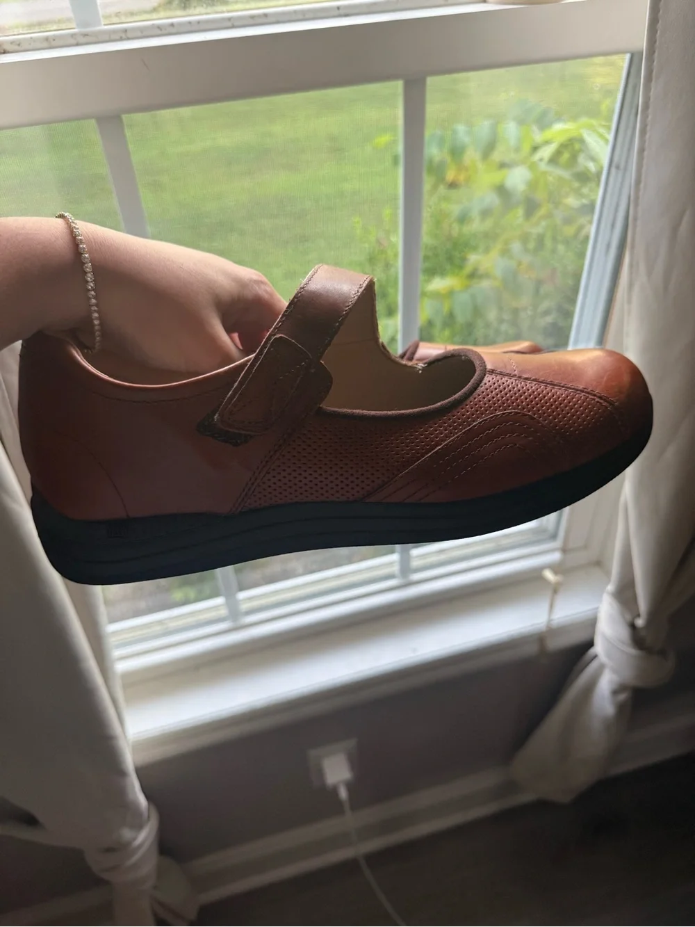 DREW Tan Leather Mary Jane Strap Shoe